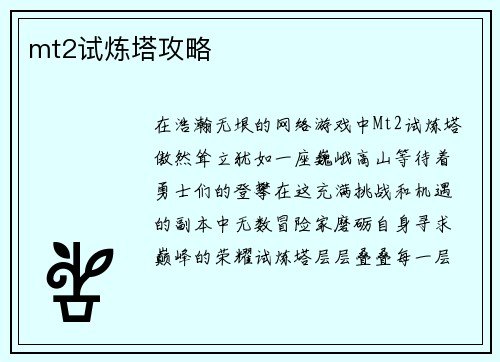 mt2试炼塔攻略